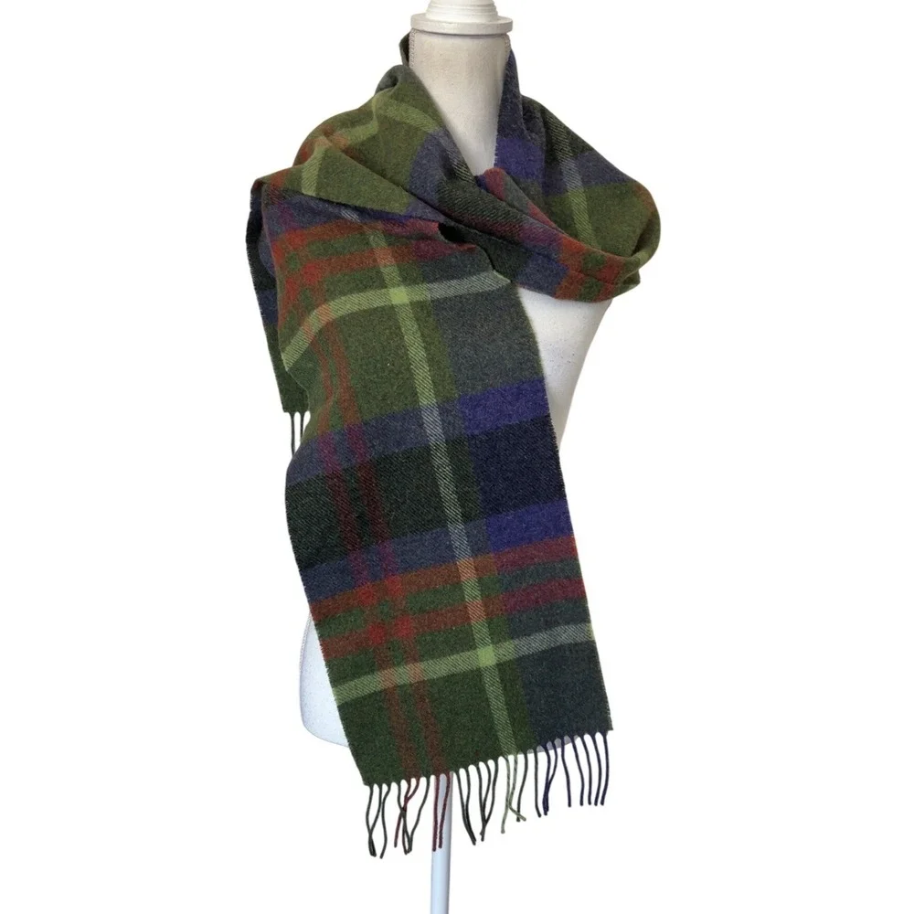 John Hanly 100% Plaid Wool Scarf Made in Ireland